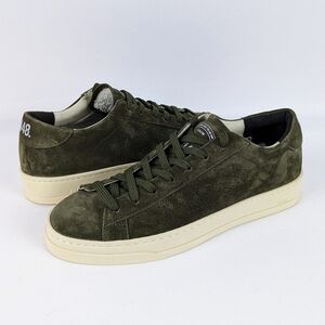 P448 Jack Suede Low Top Sneaker Lace Up Rounded Toe Khaki EU39 US 8-8.5 NIB
